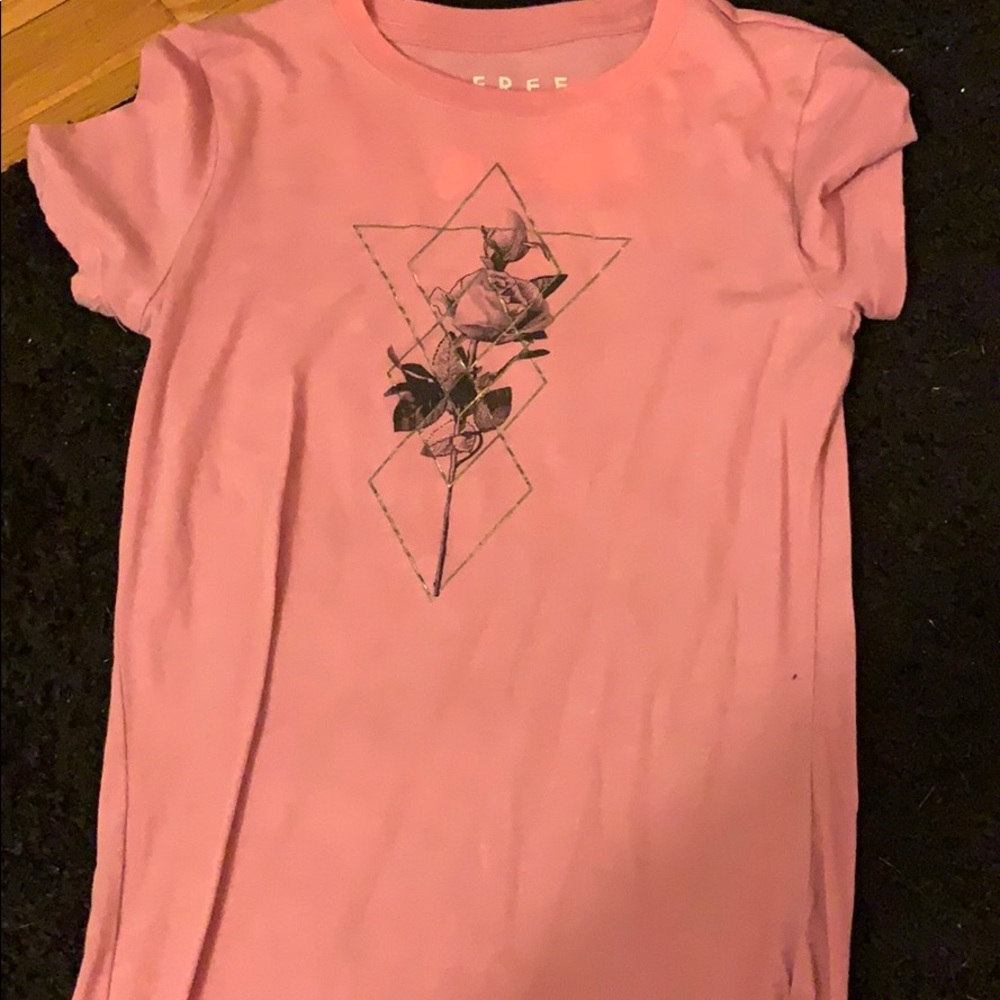 pink shirt with rose styling